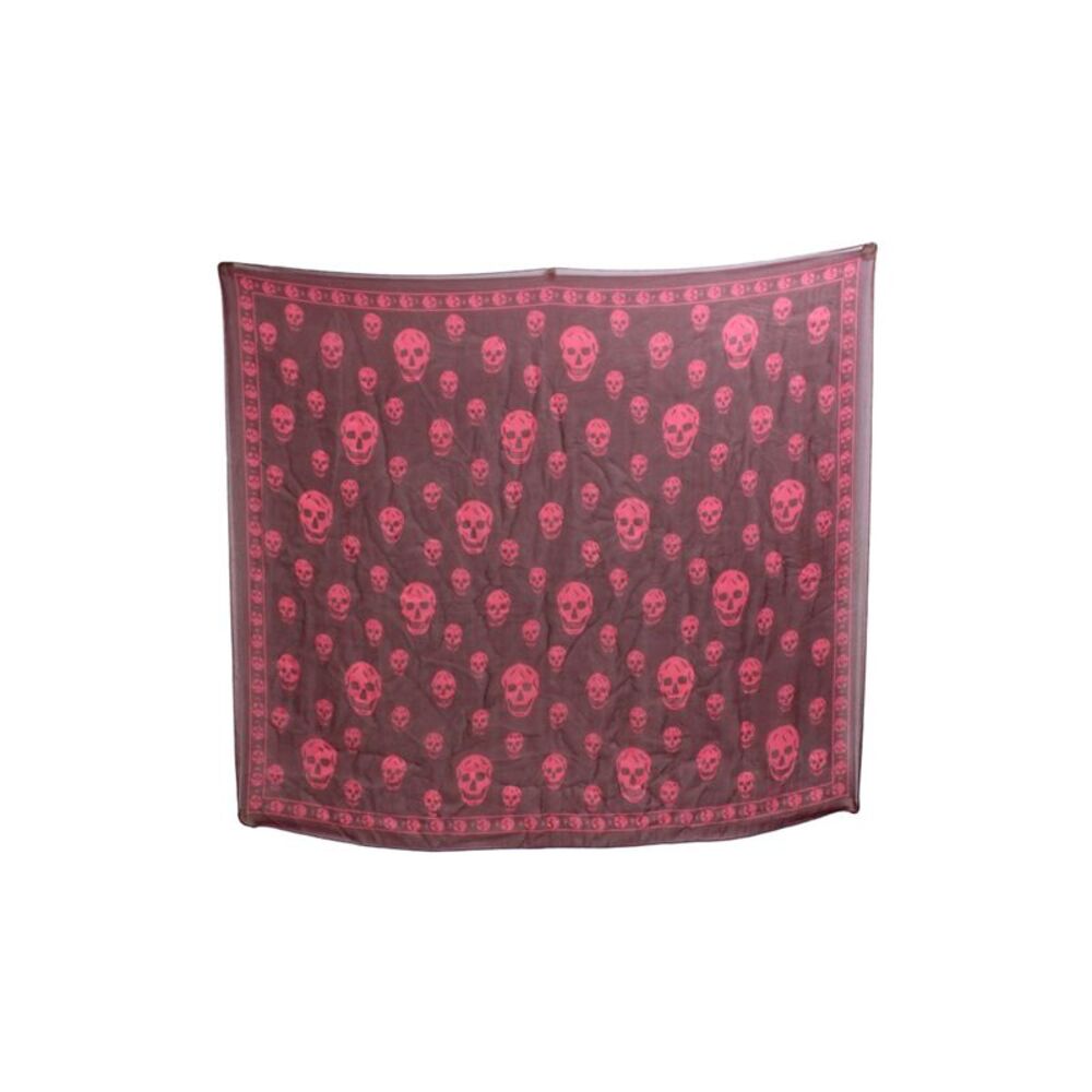 Alexander McQueen Womens Silk Skull Print Classic Wrap Scarf Red